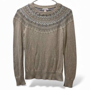 Merona Girls' XS/TP Beige Fair Isle Knit Sweater Cotton Rayon Nylon Blend